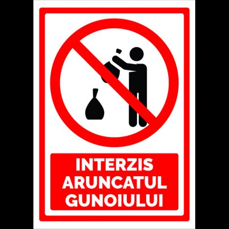 Indicator pentru  interzis aruncatul gunoiului